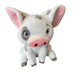 DISNEY STORE Moana Pua Soft Plush Toy 15" Large Stuffed Animal Gray & White Pig